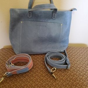 Portland Leather Goods Medium Zip Tote Blue Steel